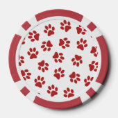 Patroon van poten, hondenpoten, rode poten poker chips (Achterkant)