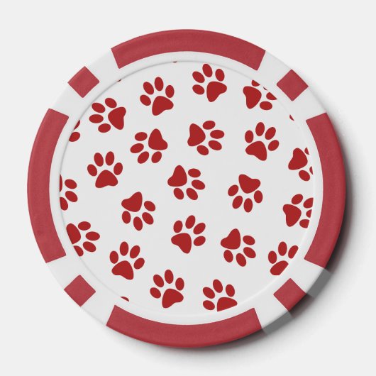 Patroon van poten, hondenpoten, rode poten poker chips (Achterkant)