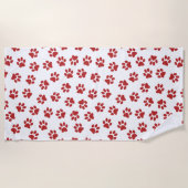 Patroon van poten, hondenpoten, rode poten strandlaken (Voorkant)