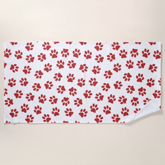 Patroon van poten, hondenpoten, rode poten strandlaken (Voorkant)