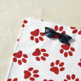 Patroon van poten, hondenpoten, rode poten strandlaken