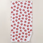 Patroon van poten, hondenpoten, rode poten strandlaken (Voorkant)