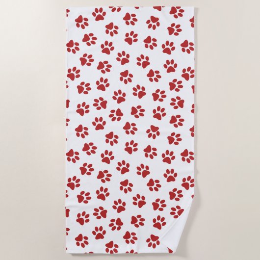 Patroon van poten, hondenpoten, rode poten strandlaken (Voorkant)