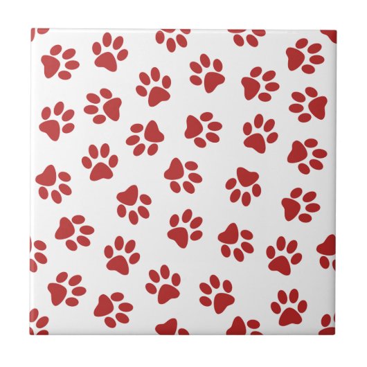 Patroon van poten, hondenpoten, rode poten tegeltje (Voorkant)
