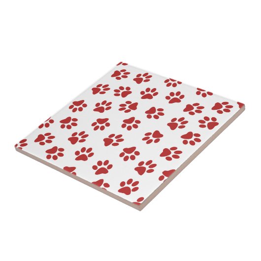 Patroon van poten, hondenpoten, rode poten tegeltje (Zijkant)