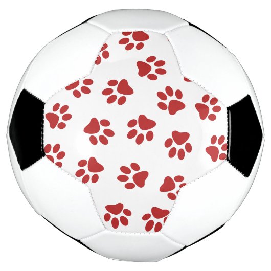 Patroon van poten, hondenpoten, rode poten voetbal (Gedraaid)