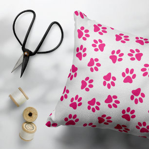 Patroon van poten, hondenpoten, roze poten accent kussen