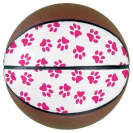 Patroon van poten, hondenpoten, roze poten basketbal