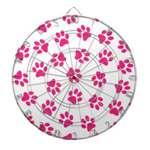 Patroon van poten, hondenpoten, roze poten dartbord