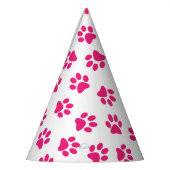 Patroon van poten, hondenpoten, roze poten feesthoedjes (Links)