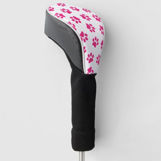 Patroon van poten, hondenpoten, roze poten golfheadcover (Schuin)