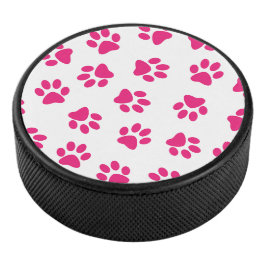Patroon van poten, hondenpoten, roze poten hockey puck