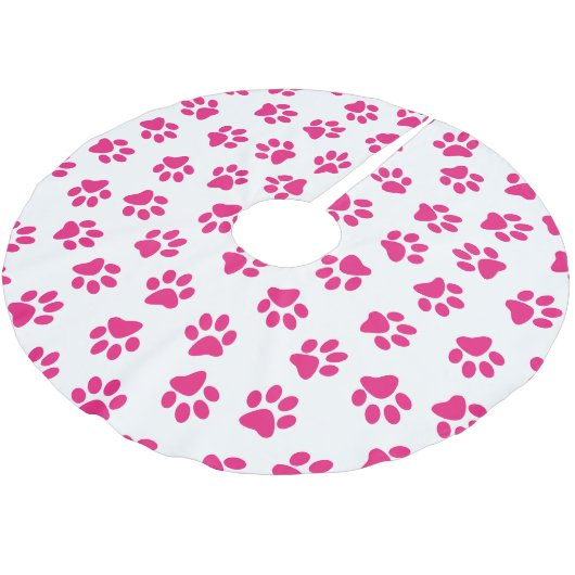 Patroon van poten, hondenpoten, roze poten kerstboom rok (Gekanteld)