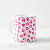 Patroon van poten, hondenpoten, roze poten koffiemok (Voorkant links)