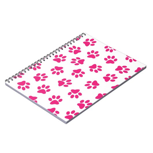 Patroon van poten, hondenpoten, roze poten notitieboek (Linkerzijde)