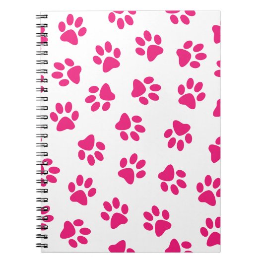 Patroon van poten, hondenpoten, roze poten notitieboek (Voorkant)
