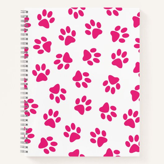 Patroon van poten, hondenpoten, roze poten notitieboek (Voorkant)