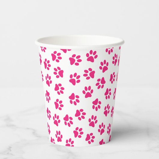 Patroon van poten, hondenpoten, roze poten papieren bekers (Achterkant)