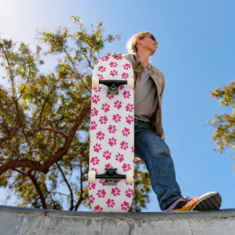 Patroon van poten, hondenpoten, roze poten persoonlijk skateboard