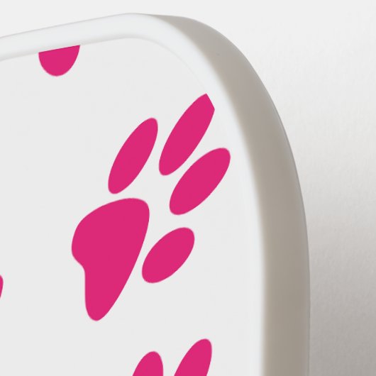 Patroon van poten, hondenpoten, roze poten pickleball paddle (Links Detail)