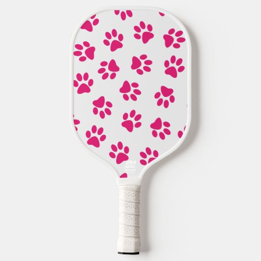 Patroon van poten, hondenpoten, roze poten pickleball paddle (Achterkant)