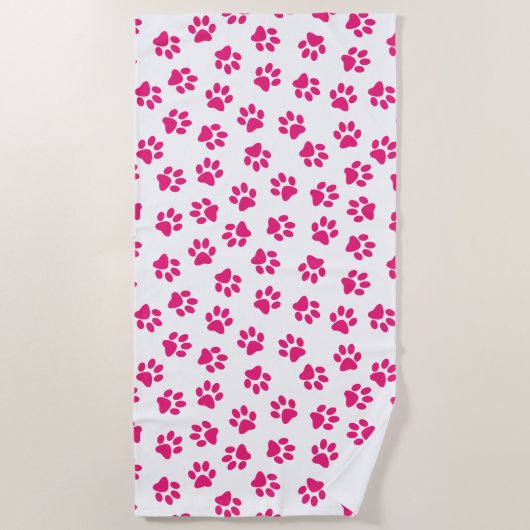 Patroon van poten, hondenpoten, roze poten strandlaken (Voorkant)