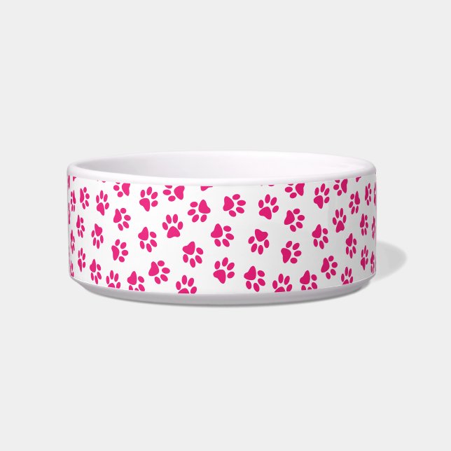 Patroon van poten, hondenpoten, roze poten voerbakje (Voorkant)