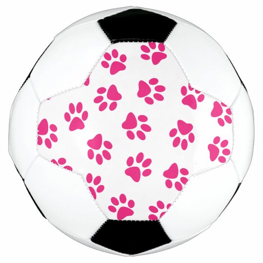 Patroon van poten, hondenpoten, roze poten voetbal (Voorkant)
