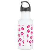 Patroon van poten, hondenpoten, roze poten waterfles  (Achterkant)