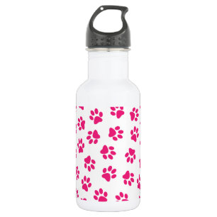 Patroon van poten, hondenpoten, roze poten waterfles