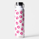 Patroon van poten, hondenpoten, roze poten waterfles (Voorkant)