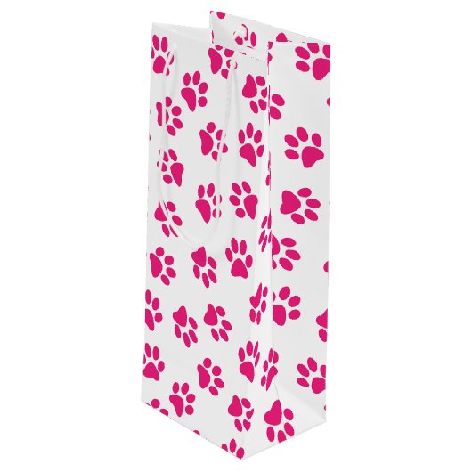 Patroon van poten, hondenpoten, roze poten wijn cadeautas (Achterkant Gekanteld)