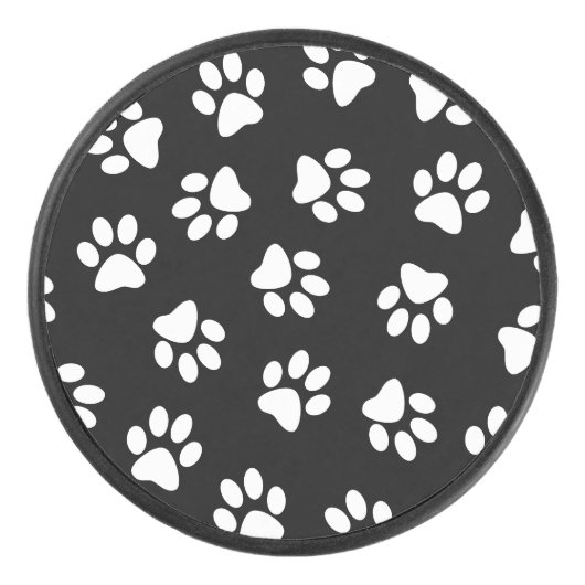 Patroon van poten, hondenpoten, witte poten hockey puck (Voorkant)