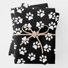 Patroon van poten, hondenpoten, witte poten inpakpapier vel