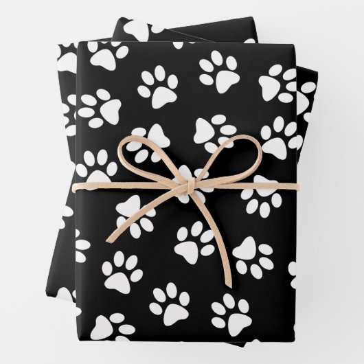 Patroon van poten, hondenpoten, witte poten inpakpapier vel (In situ)