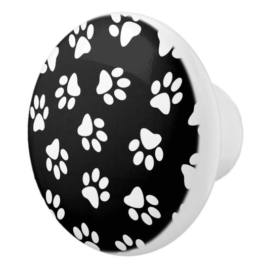 Patroon van poten, hondenpoten, witte poten keramische knop (Rechts)