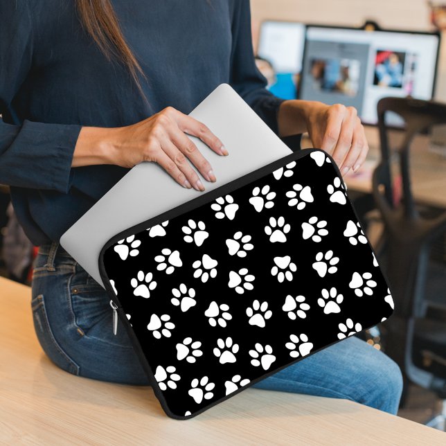 Patroon van poten, hondenpoten, witte poten laptop sleeve (Creator heeft geüpload)