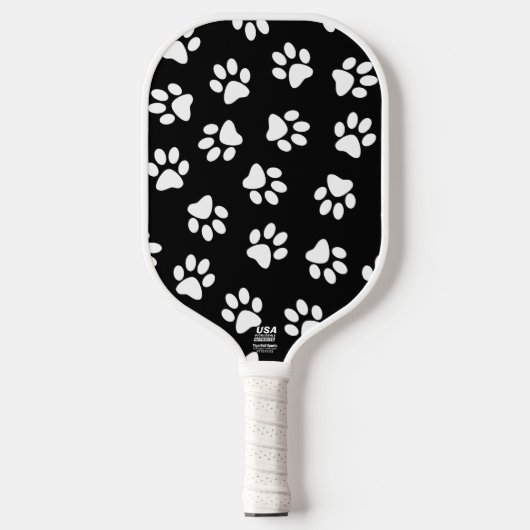 Patroon van poten, hondenpoten, witte poten pickleball paddle (Voorkant)