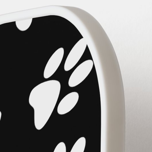 Patroon van poten, hondenpoten, witte poten pickleball paddle (Links Detail)