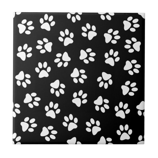 Patroon van poten, hondenpoten, witte poten tegeltje (Voorkant)