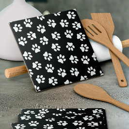 Patroon van poten, hondenpoten, witte poten tegeltje