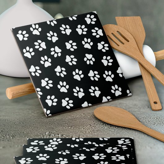 Patroon van poten, hondenpoten, witte poten tegeltje