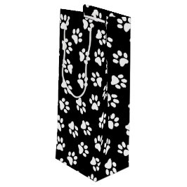 Patroon van poten, hondenpoten, witte poten wijn cadeautas