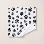 Patroon van poten, hondenpoten, zwart en wit bad handdoek (Wasdoekje)