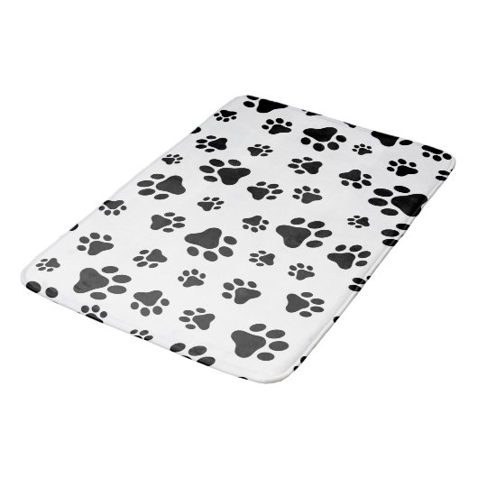 Patroon van poten, hondenpoten, zwart en wit badmat (Gekanteld)