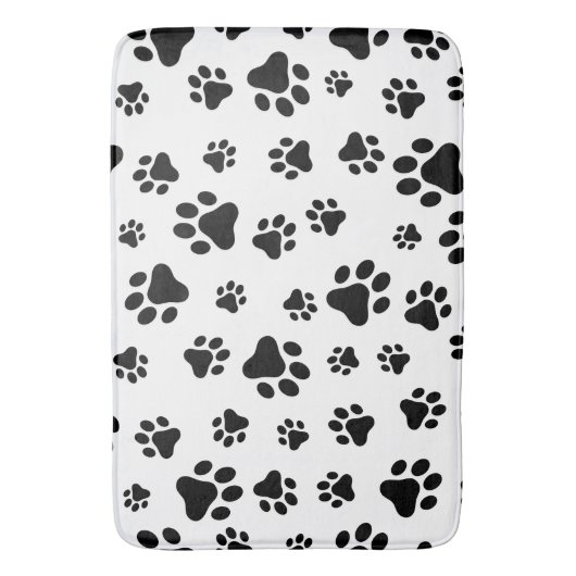 Patroon van poten, hondenpoten, zwart en wit badmat (Voorkant Verticaal)