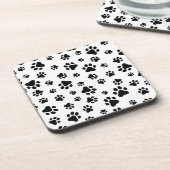 Patroon van poten, hondenpoten, zwart en wit bier onderzetter (Linkerzijde)