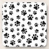 Patroon van poten, hondenpoten, zwart en wit bier onderzetter (Voorkant)