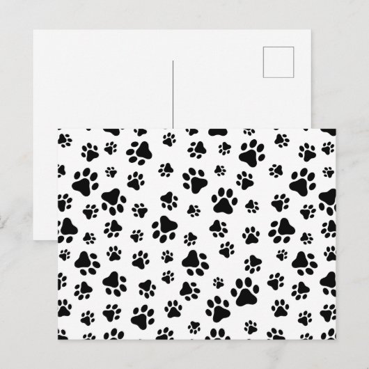 Patroon van poten, hondenpoten, zwart en wit briefkaart (Voorkant / Achterkant)