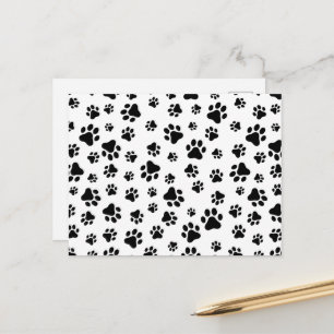 Patroon van poten, hondenpoten, zwart en wit briefkaart